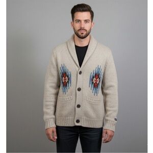 Obey Propaganda Southwest Aztec Shawl Cardigan Sweater Size Large